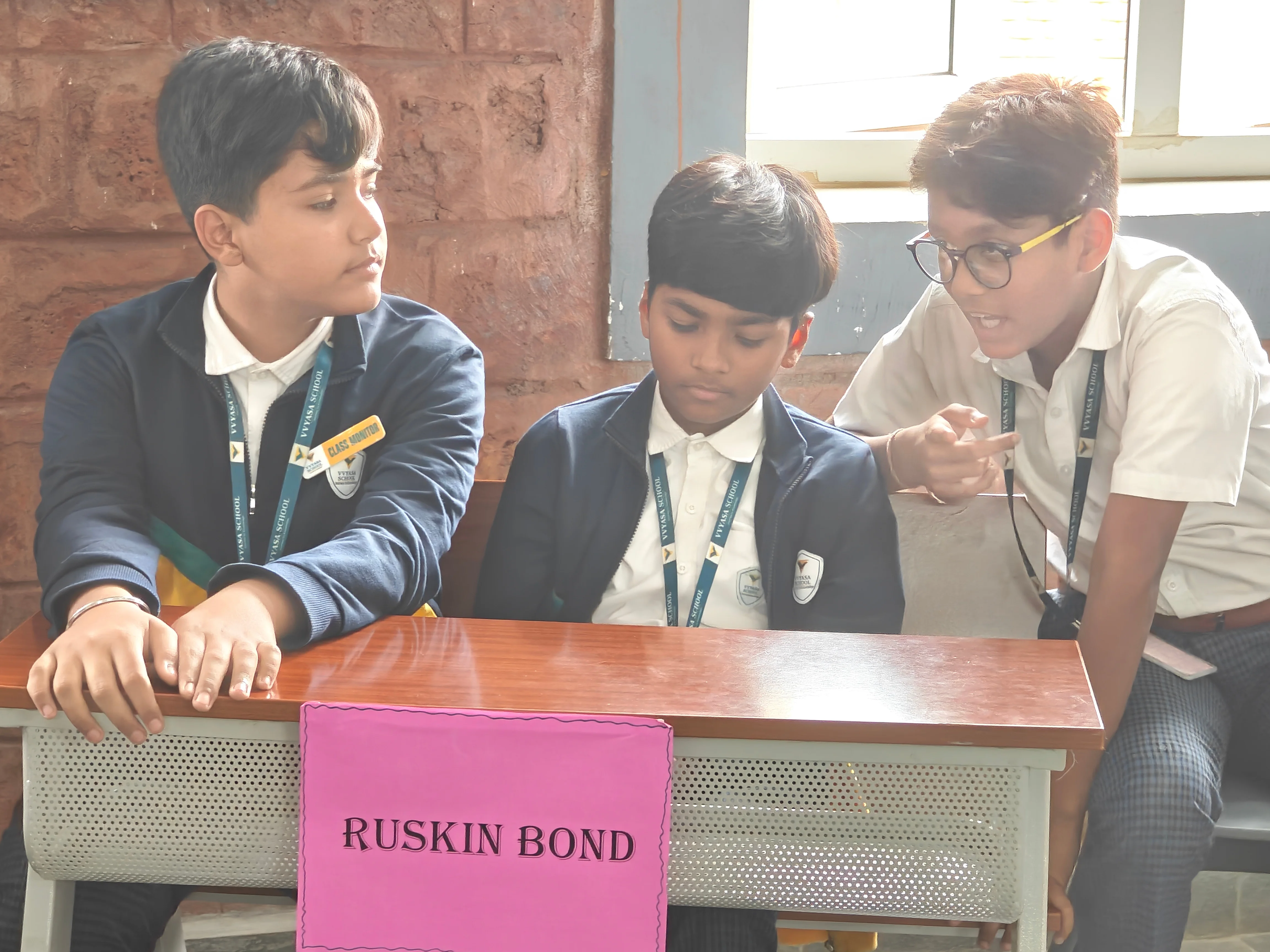 Students using the school library